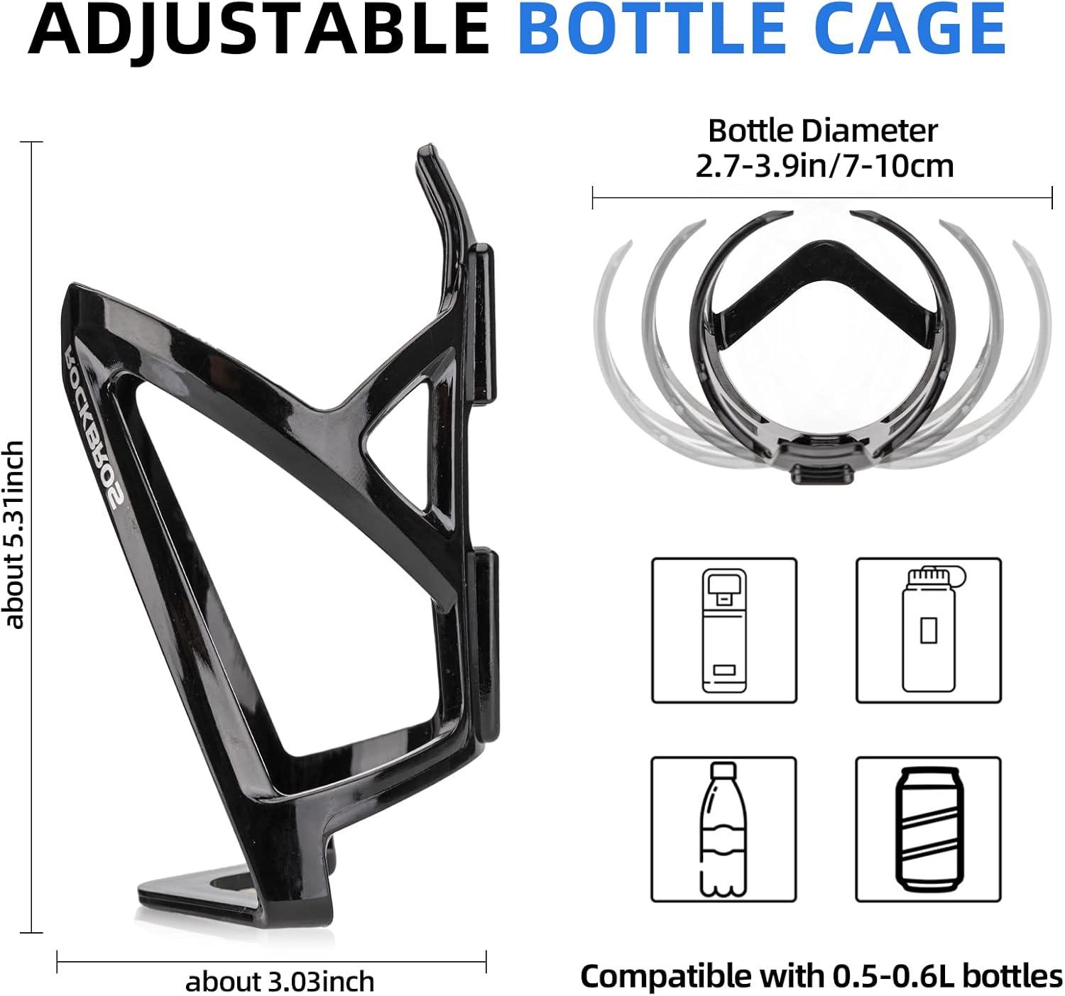 imageROCKBROS Bike Water Bottle Holder UltraLight Bicycle Bottle Cages with Screws Tool Universal Bike Cup Holder Rack for Road MTB BikesBlackBlack