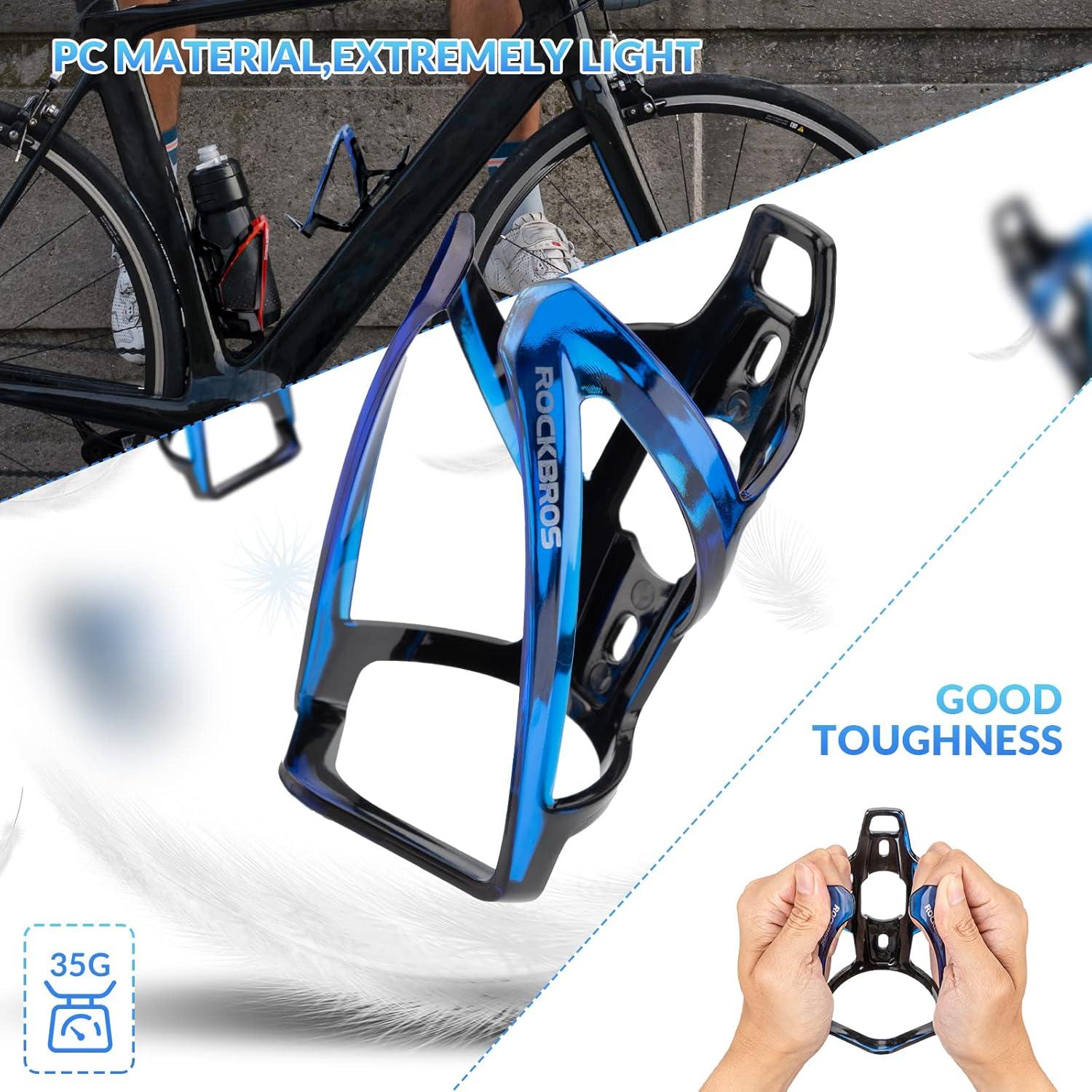 imageROCKBROS Bike Water Bottle Holder UltraLight Bicycle Bottle Cages with Screws Tool Universal Bike Cup Holder Rack for Road MTB BikesBlueBlack