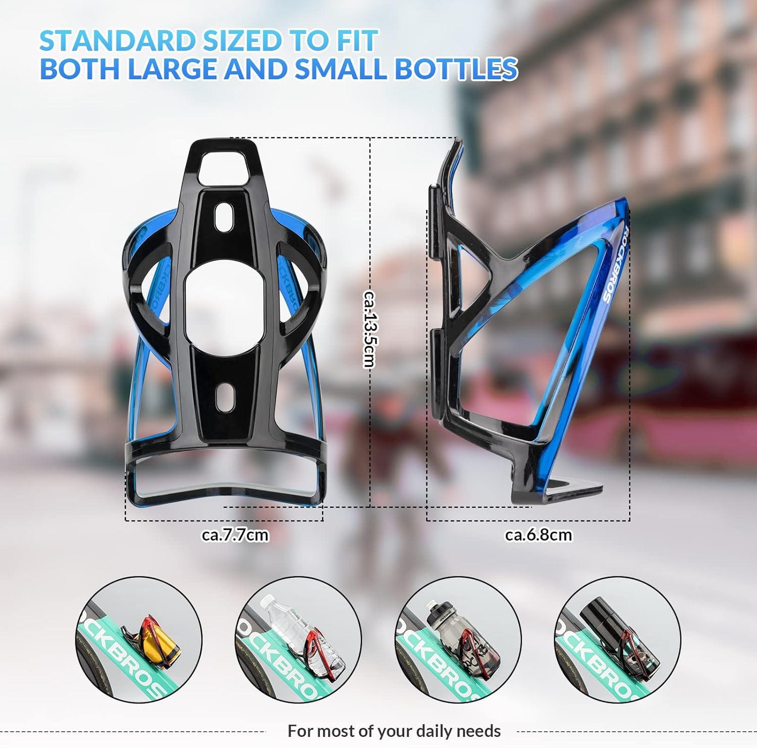 imageROCKBROS Bike Water Bottle Holder UltraLight Bicycle Bottle Cages with Screws Tool Universal Bike Cup Holder Rack for Road MTB BikesBlueBlack