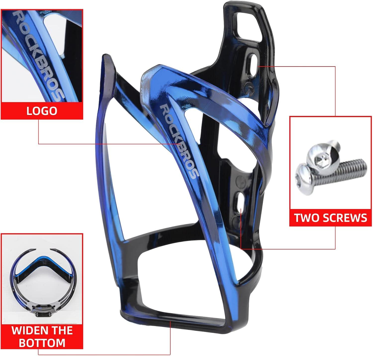 imageROCKBROS Bike Water Bottle Holder UltraLight Bicycle Bottle Cages with Screws Tool Universal Bike Cup Holder Rack for Road MTB BikesBlueBlack