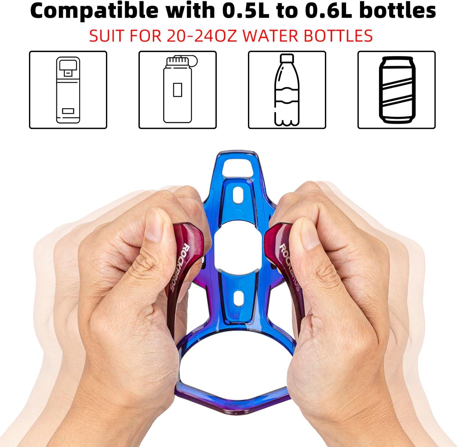 imageROCKBROS Bike Water Bottle Holder UltraLight Bicycle Bottle Cages with Screws Tool Universal Bike Cup Holder Rack for Road MTB BikesPurpleBlue