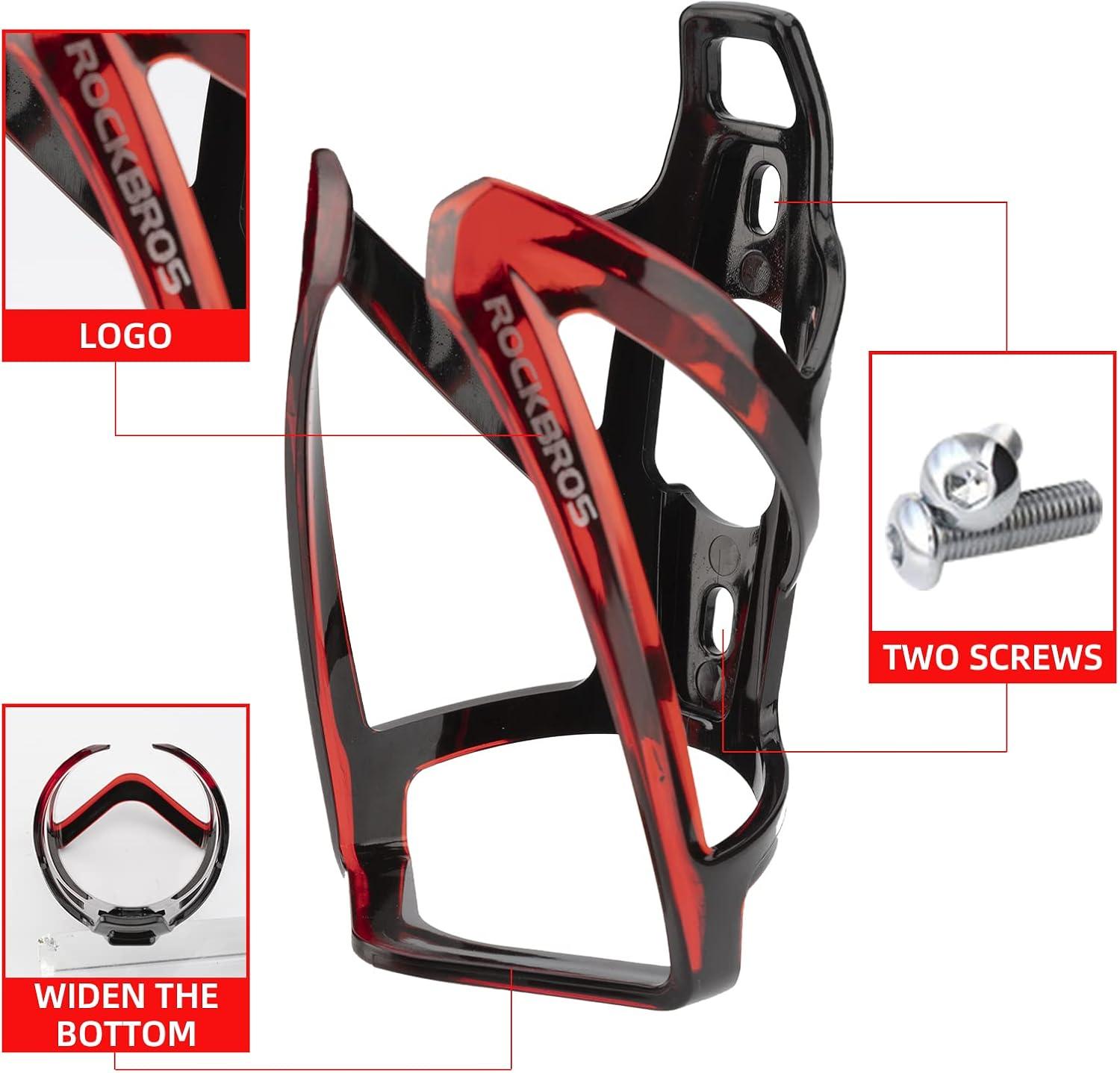 imageROCKBROS Bike Water Bottle Holder UltraLight Bicycle Bottle Cages with Screws Tool Universal Bike Cup Holder Rack for Road MTB BikesRedBlack