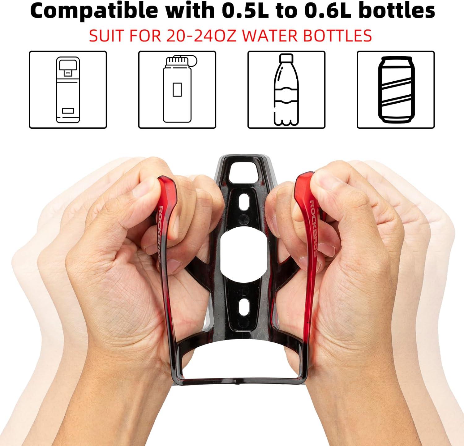 imageROCKBROS Bike Water Bottle Holder UltraLight Bicycle Bottle Cages with Screws Tool Universal Bike Cup Holder Rack for Road MTB BikesRedBlack