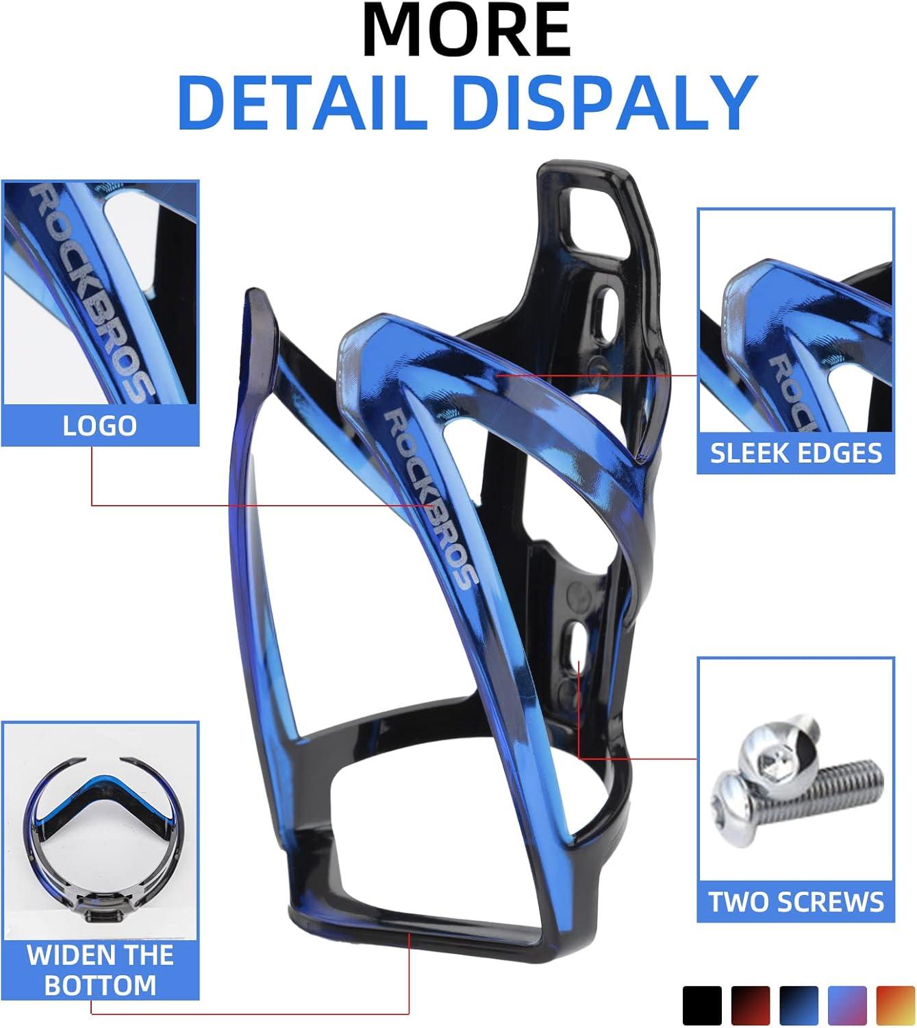 imageROCKBROS Bike Water Bottle Holder UltraLight Bicycle Bottle Cages with Screws Tool Universal Bike Cup Holder Rack for Road MTB Bikesblackbuleblackbule