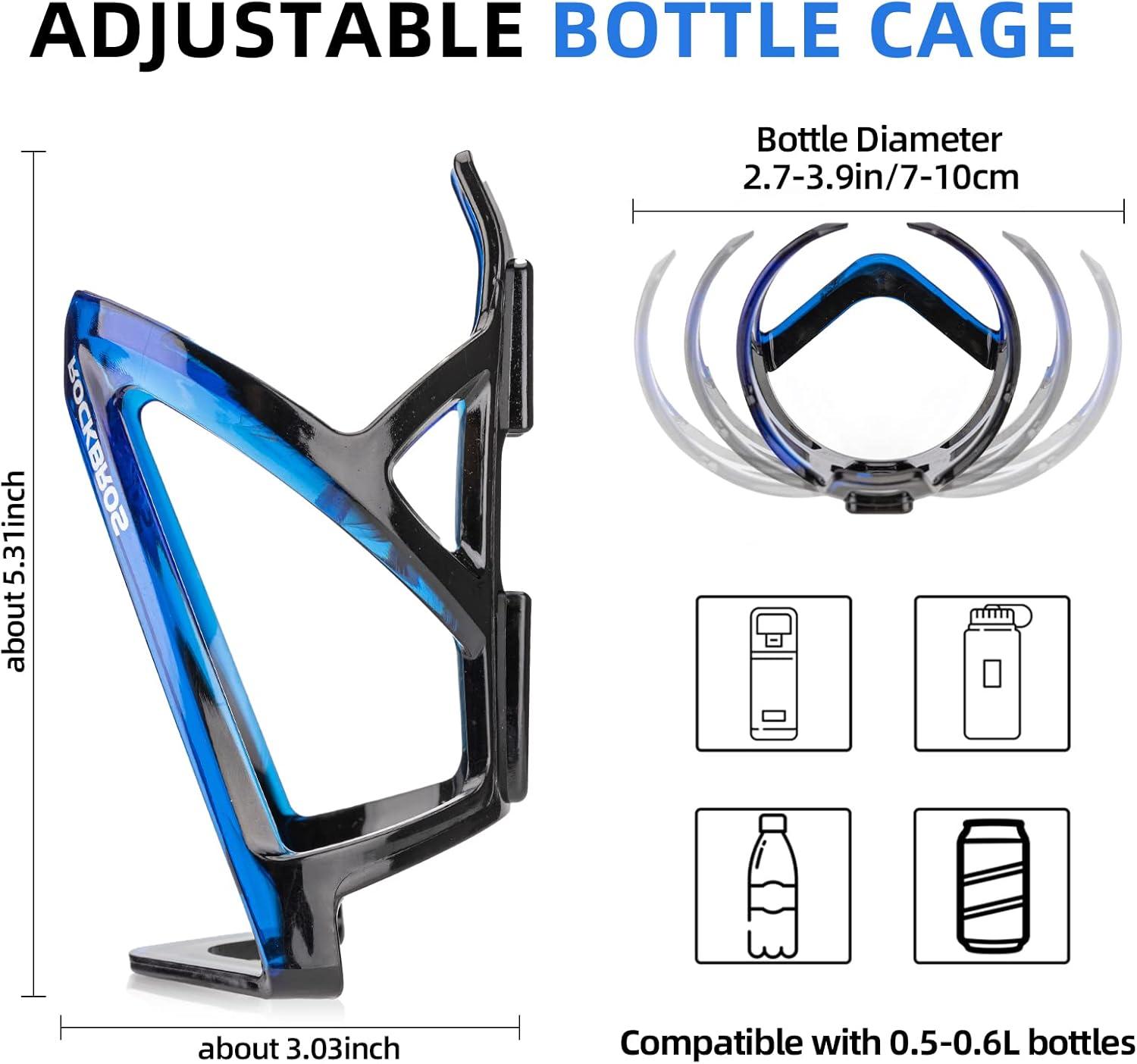 imageROCKBROS Bike Water Bottle Holder UltraLight Bicycle Bottle Cages with Screws Tool Universal Bike Cup Holder Rack for Road MTB Bikesblackbuleblackbule