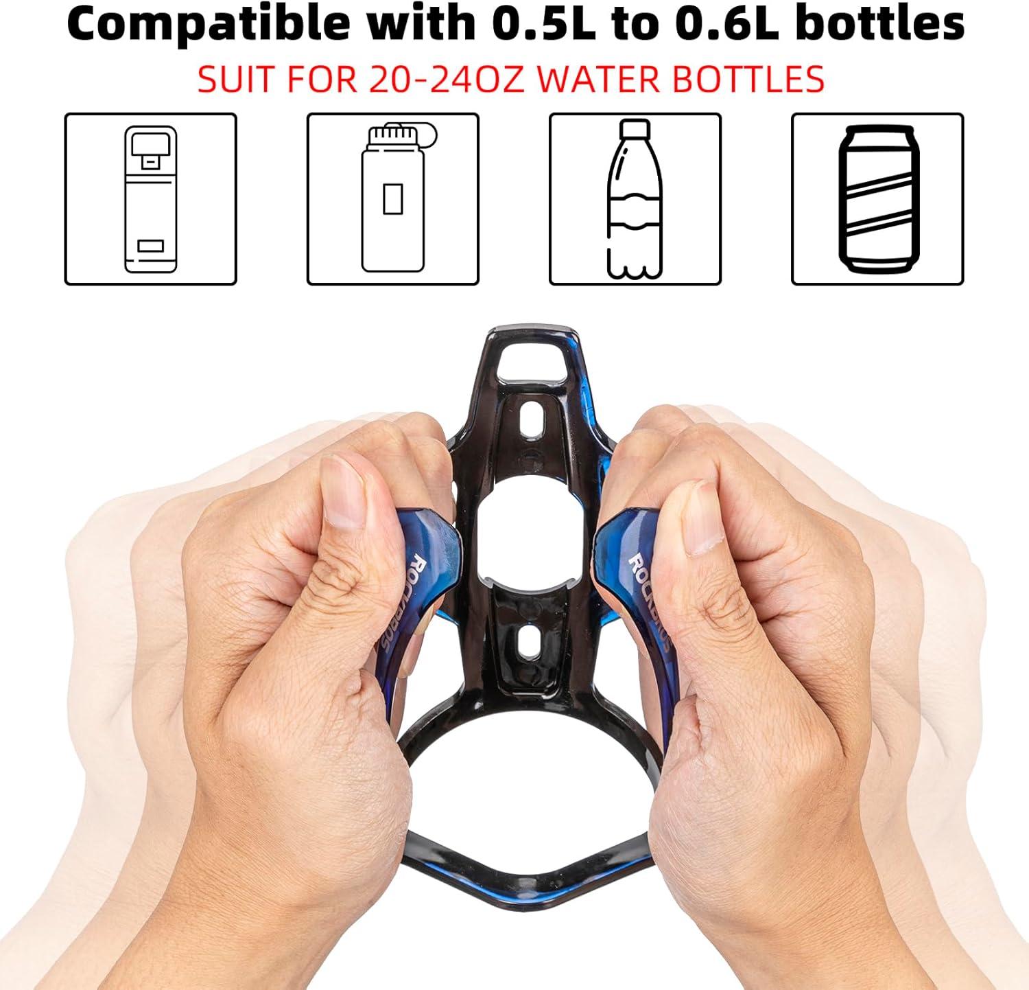imageROCKBROS Bike Water Bottle Holder UltraLight Bicycle Bottle Cages with Screws Tool Universal Bike Cup Holder Rack for Road MTB Bikesblackbuleblackbule