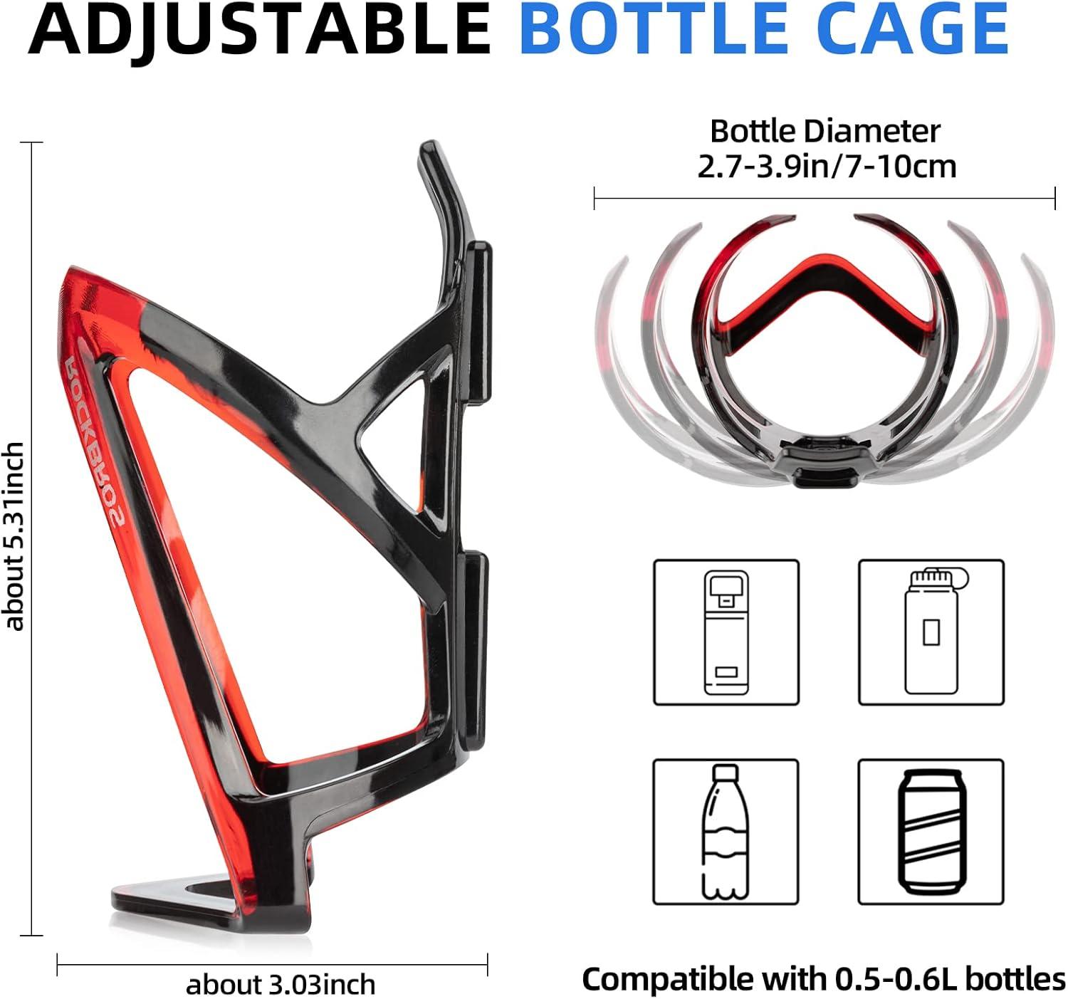 imageROCKBROS Bike Water Bottle Holder UltraLight Bicycle Bottle Cages with Screws Tool Universal Bike Cup Holder Rack for Road MTB Bikesblackredblackred