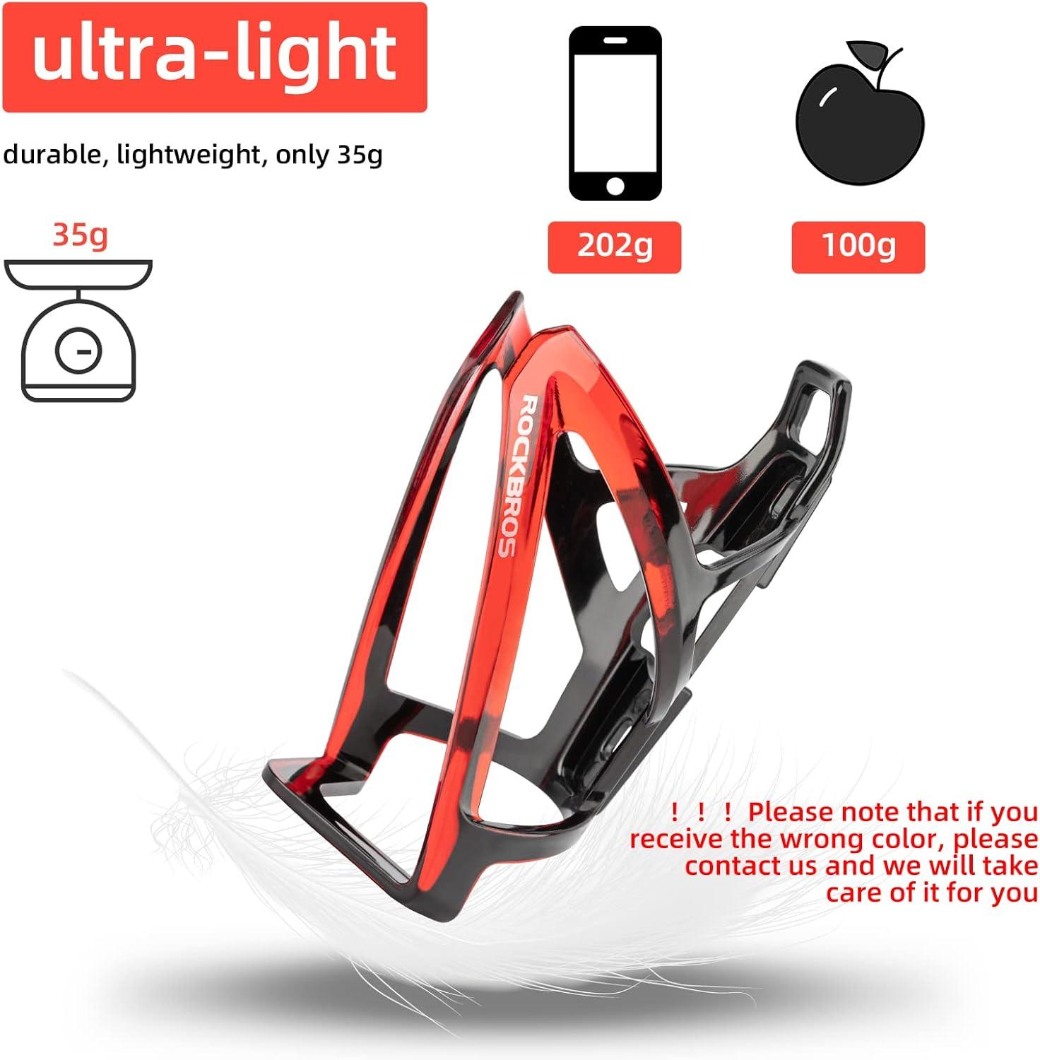 imageROCKBROS Bike Water Bottle Holder UltraLight Bicycle Bottle Cages with Screws Tool Universal Bike Cup Holder Rack for Road MTB Bikesblackredblackred