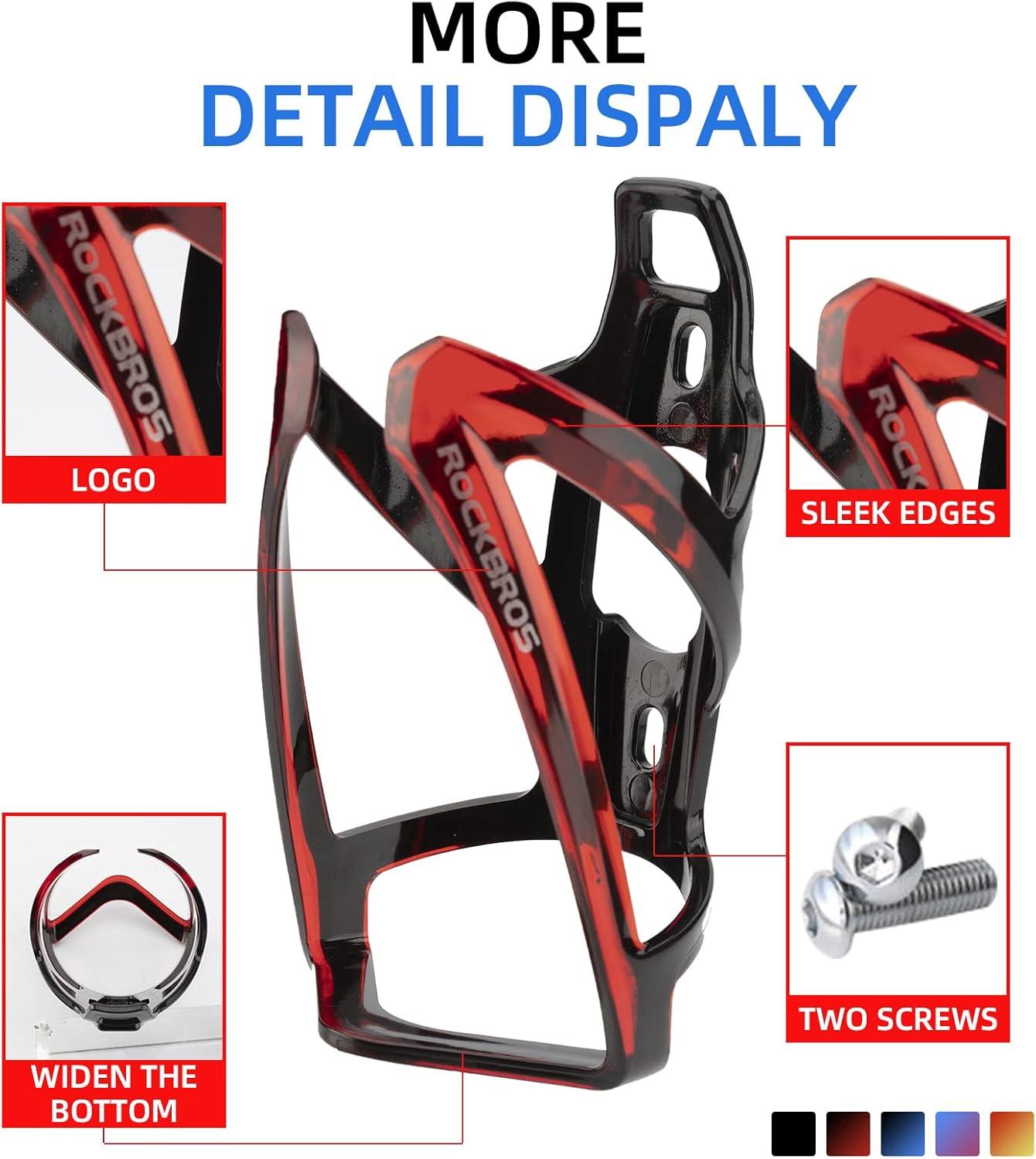 imageROCKBROS Bike Water Bottle Holder UltraLight Bicycle Bottle Cages with Screws Tool Universal Bike Cup Holder Rack for Road MTB Bikesblackredblackred