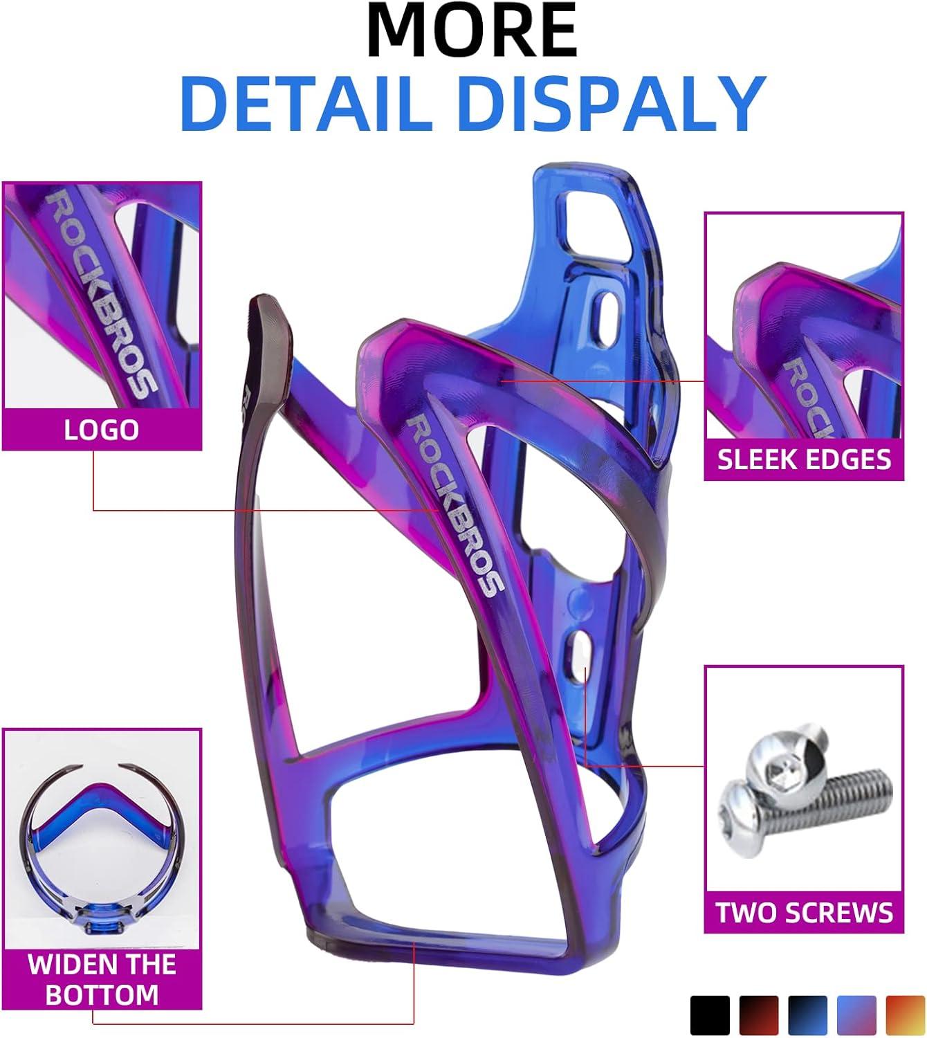 imageROCKBROS Bike Water Bottle Holder UltraLight Bicycle Bottle Cages with Screws Tool Universal Bike Cup Holder Rack for Road MTB Bikesbulepurplebulepurple