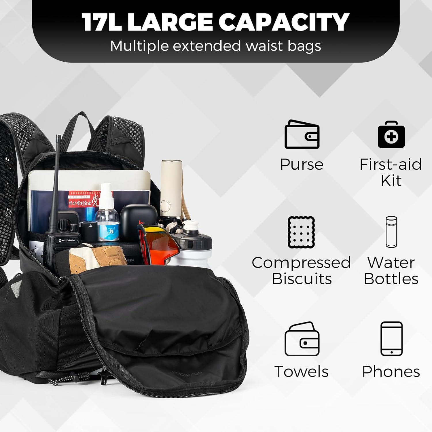 imageROCKBROS Hydration Backpack Lightweight Hydration Pack with 2L TPU Water Bladder 17L Water Backpack Men Women for Hiking Running Biking Climbing Camping