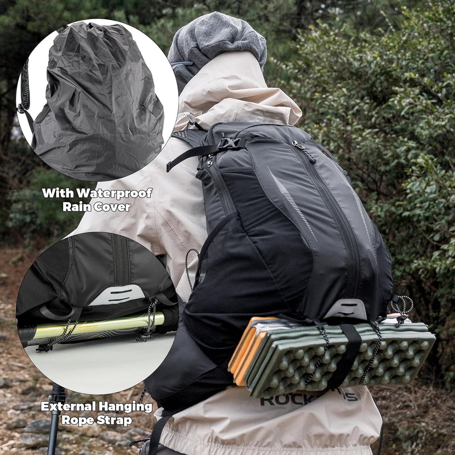 imageROCKBROS Hydration Backpack Lightweight Hydration Pack with 2L TPU Water Bladder 17L Water Backpack Men Women for Hiking Running Biking Climbing Camping