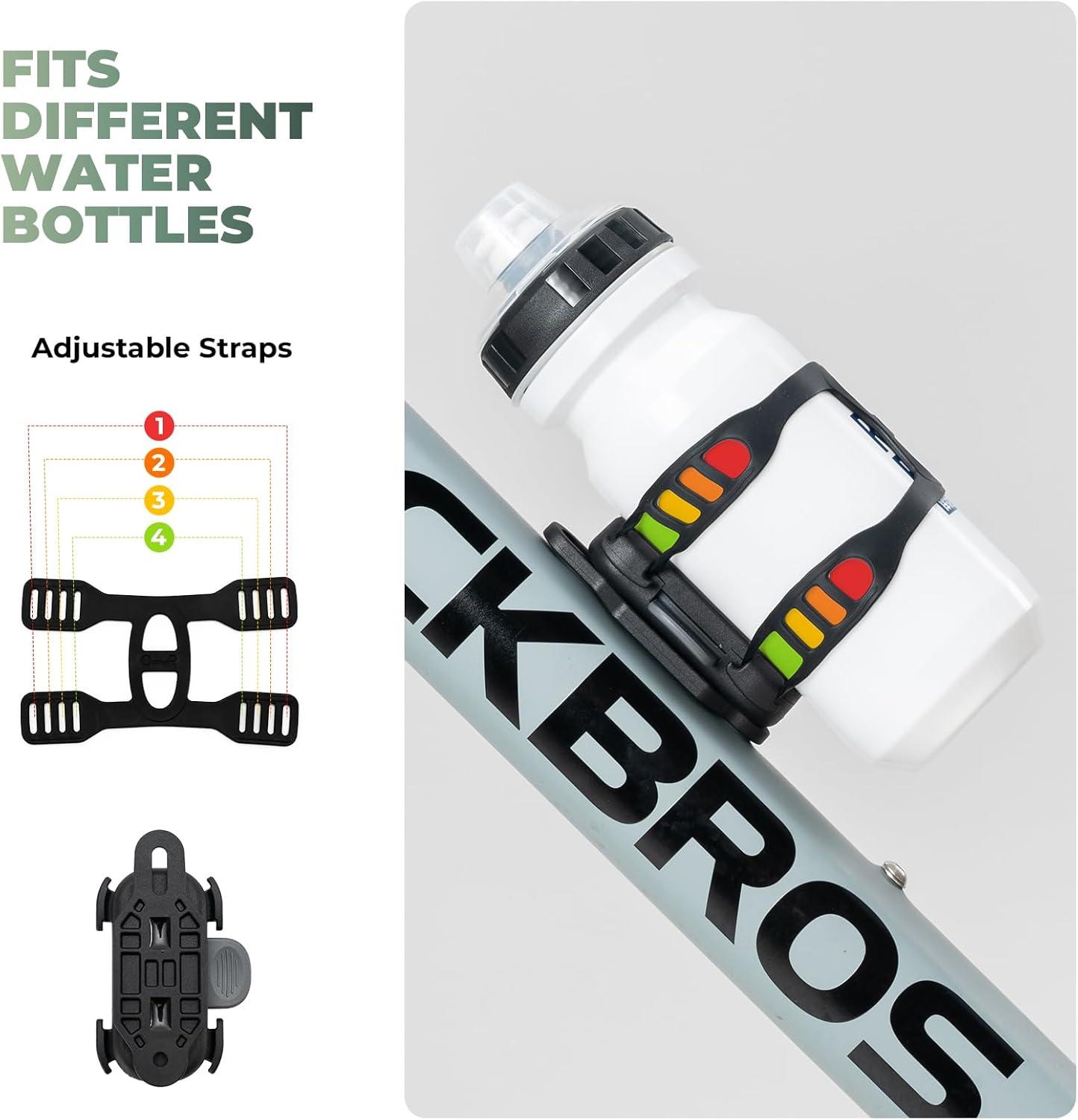imageROCKBROS Magnetic Strap Water Bottle Holder with QuickRelease Button for Road Bikes Mountain Bikes Scooters Backpacks and Folding BikesHollow Strap Design