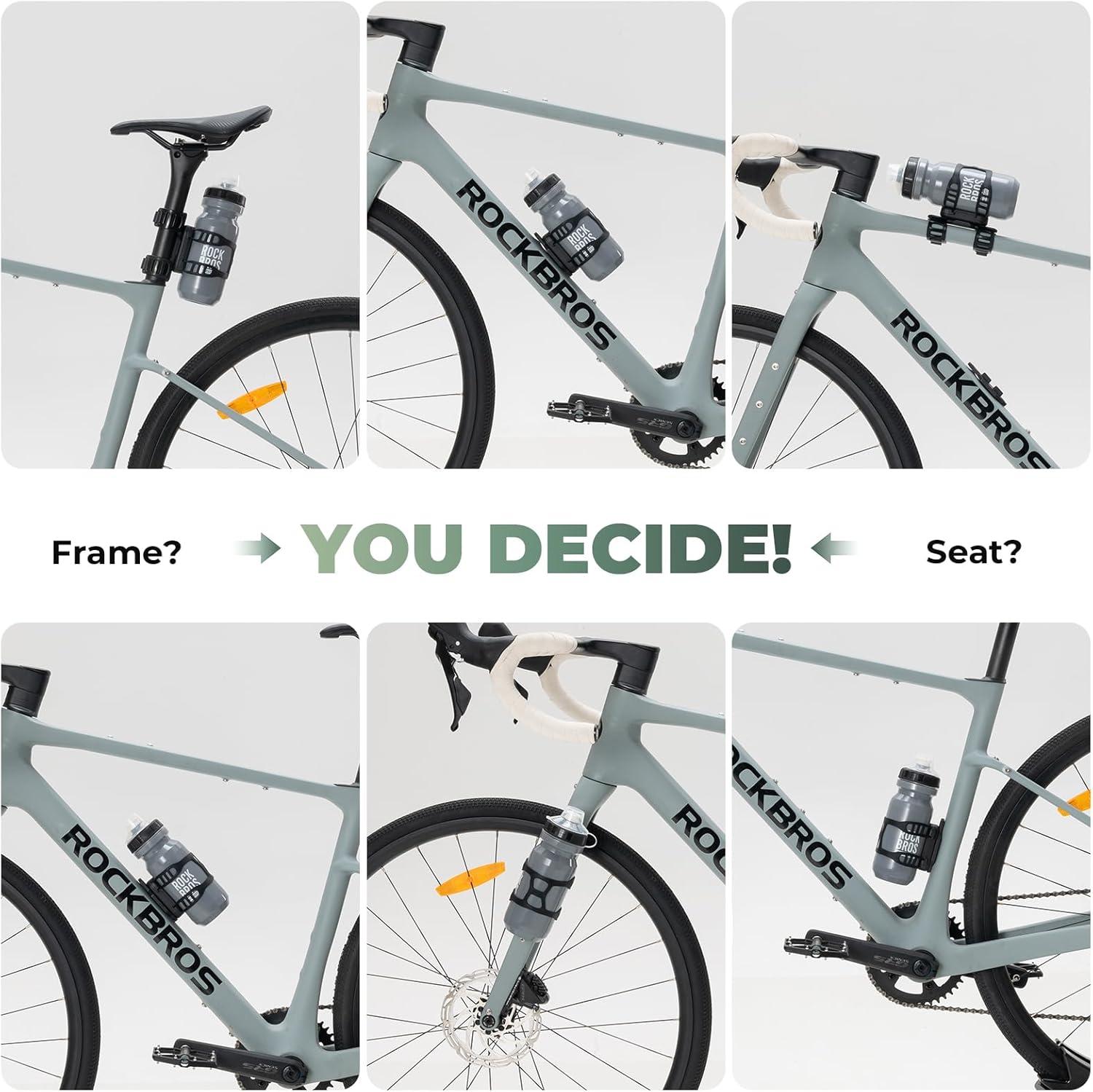 imageROCKBROS Magnetic Strap Water Bottle Holder with QuickRelease Button for Road Bikes Mountain Bikes Scooters Backpacks and Folding BikesHollow Strap Design