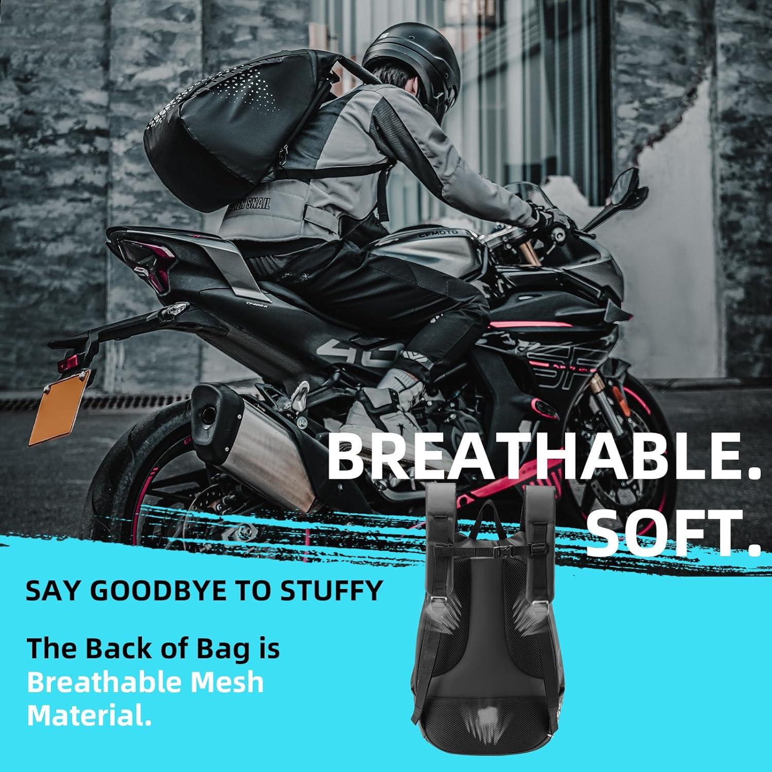 imageROCKBROS Motorcycle Helmet Backpack 145L Large Capacity Helmet Bags with Reflective Symbol Waterproof Storage Bag Luggage Bag