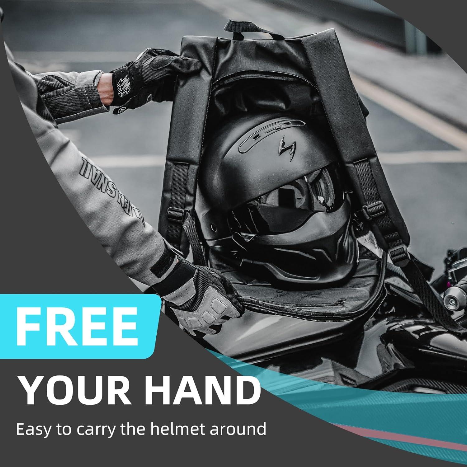 imageROCKBROS Motorcycle Helmet Backpack 145L Large Capacity Helmet Bags with Reflective Symbol Waterproof Storage Bag Luggage Bag