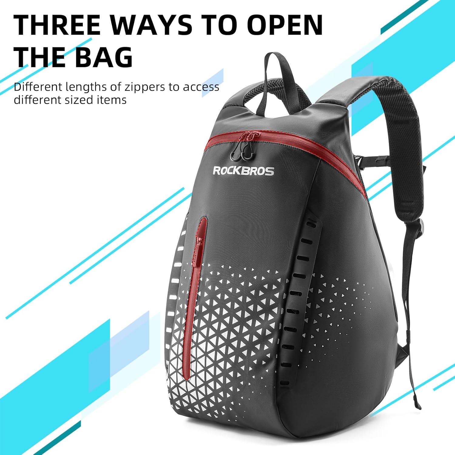 imageROCKBROS Motorcycle Helmet Backpack 145L Large Capacity Helmet Bags with Reflective Symbol Waterproof Storage Bag Luggage Bag