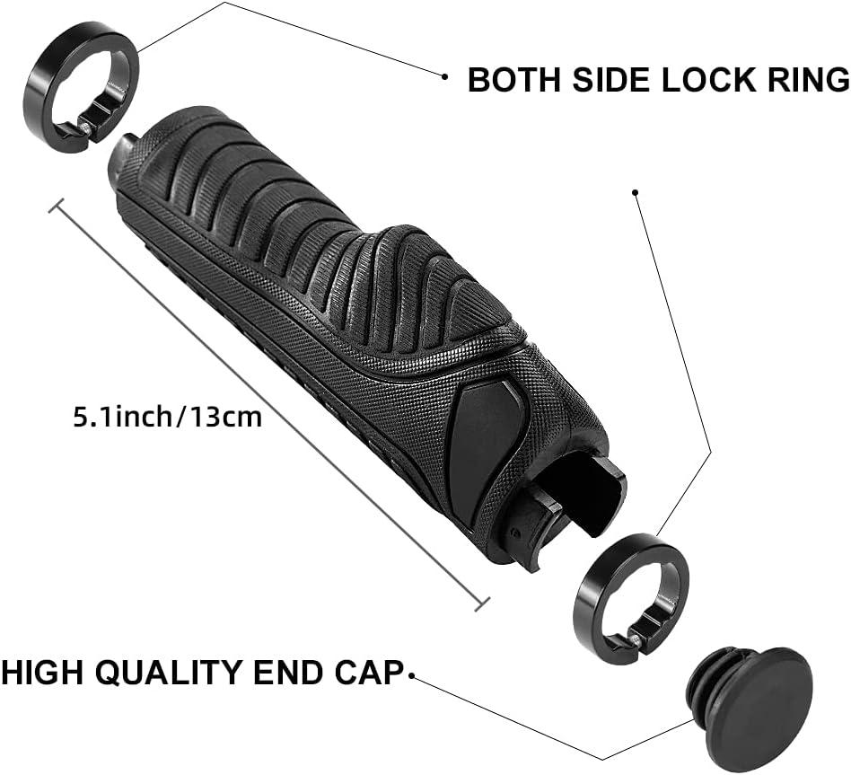 imageROCKBROS Mountain Bike Grips Handlebar Bicycle Handlebar Grips Bike Handle Grips Double Aluminum Clamp Lock On Grips for MTB BMX Mountain Bike Handle Bar Ends Black Grey Red GreenBlack
