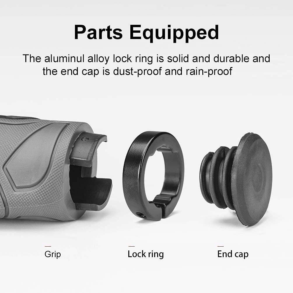 imageROCKBROS Mountain Bike Grips Handlebar Bicycle Handlebar Grips Bike Handle Grips Double Aluminum Clamp Lock On Grips for MTB BMX Mountain Bike Handle Bar Ends Black Grey Red GreenBlack Grey