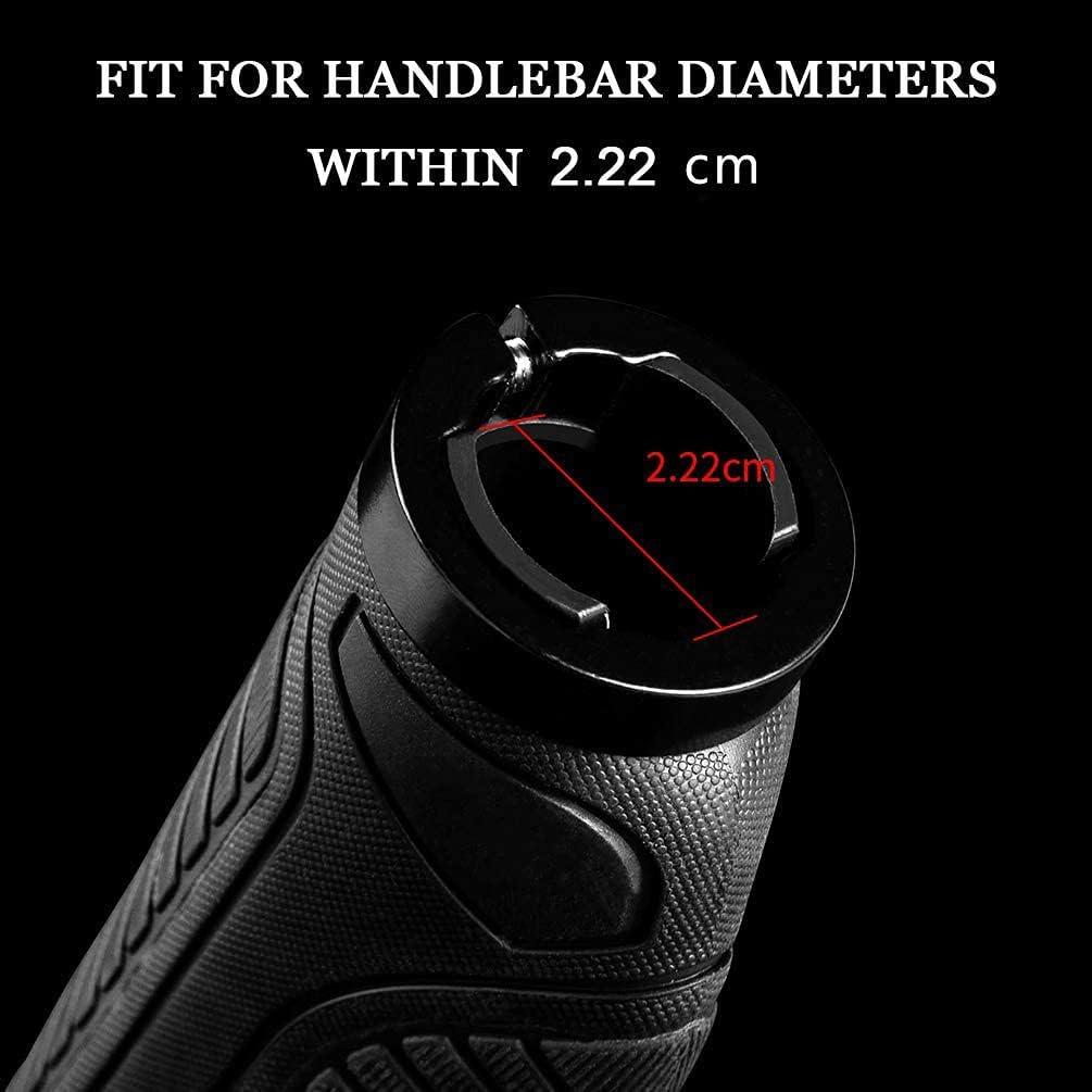 imageROCKBROS Mountain Bike Grips Handlebar Bicycle Handlebar Grips Bike Handle Grips Double Aluminum Clamp Lock On Grips for MTB BMX Mountain Bike Handle Bar Ends Black Grey Red GreenBlack Blue