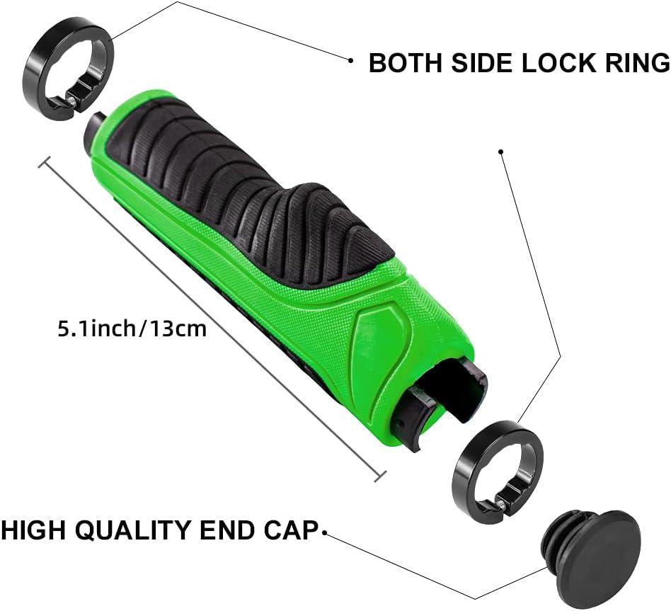 imageROCKBROS Mountain Bike Grips Handlebar Bicycle Handlebar Grips Bike Handle Grips Double Aluminum Clamp Lock On Grips for MTB BMX Mountain Bike Handle Bar Ends Black Grey Red GreenBlack Green