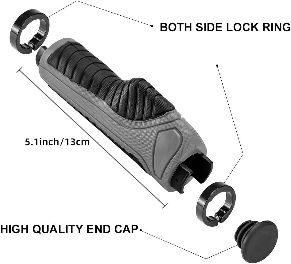 imageROCKBROS Mountain Bike Grips Handlebar Bicycle Handlebar Grips Bike Handle Grips Double Aluminum Clamp Lock On Grips for MTB BMX Mountain Bike Handle Bar Ends Black Grey Red GreenBlack Grey