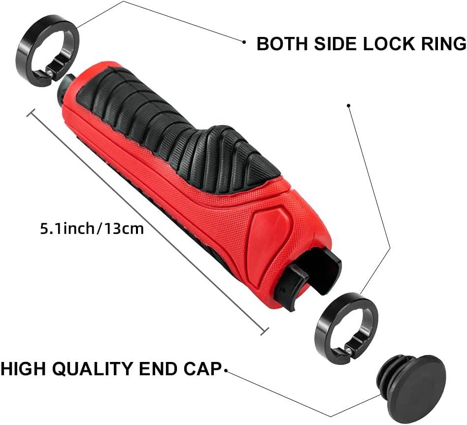 imageROCKBROS Mountain Bike Grips Handlebar Bicycle Handlebar Grips Bike Handle Grips Double Aluminum Clamp Lock On Grips for MTB BMX Mountain Bike Handle Bar Ends Black Grey Red GreenBlack Red