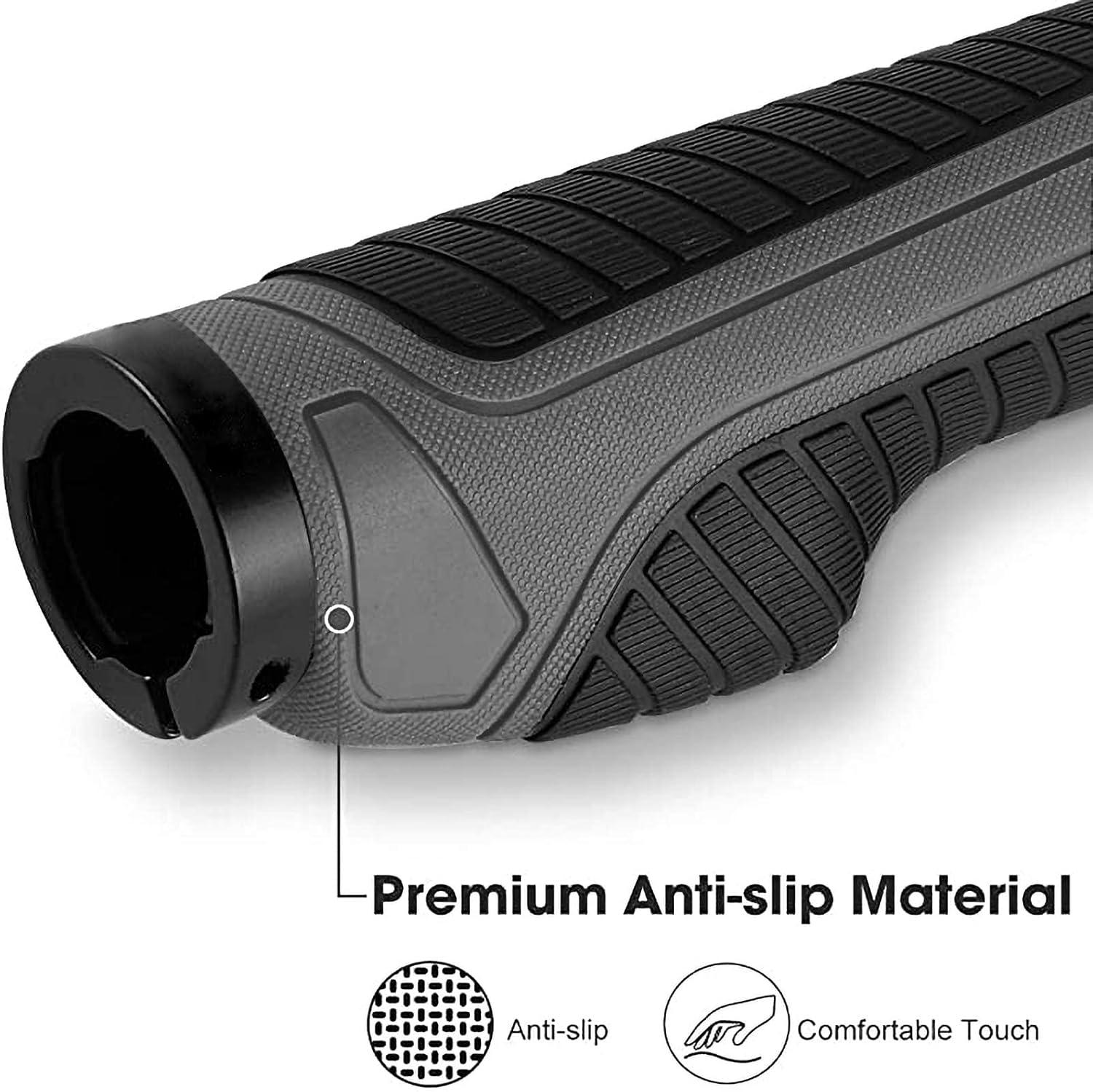 imageROCKBROS Mountain Bike Grips Handlebar Bicycle Handlebar Grips Bike Handle Grips Double Aluminum Clamp Lock On Grips for MTB BMX Mountain Bike Handle Bar Ends Black Grey Red GreenBlack Grey