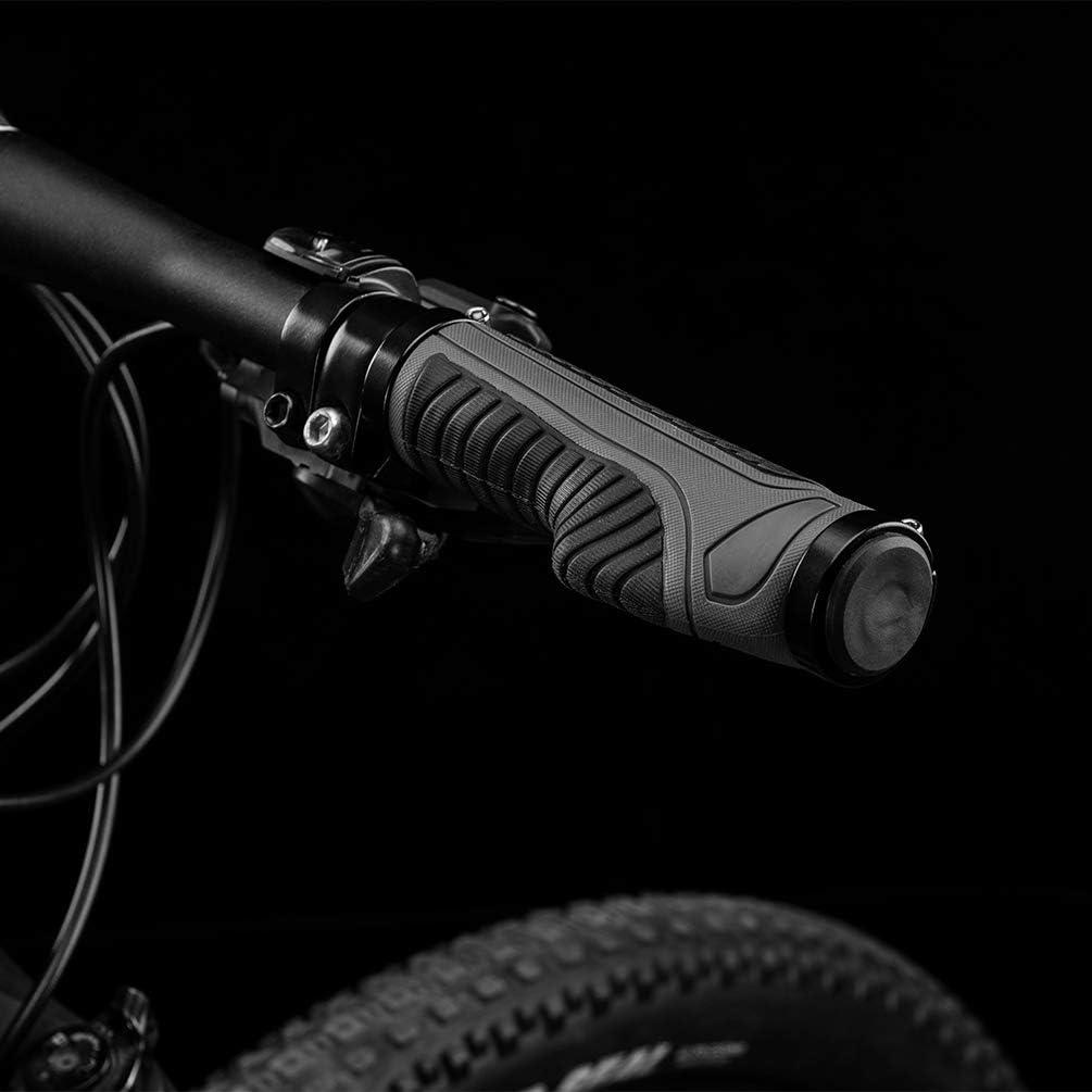 imageROCKBROS Mountain Bike Grips Handlebar Bicycle Handlebar Grips Bike Handle Grips Double Aluminum Clamp Lock On Grips for MTB BMX Mountain Bike Handle Bar Ends Black Grey Red GreenBlack Grey