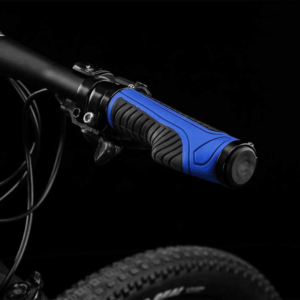 imageROCKBROS Mountain Bike Grips Handlebar Bicycle Handlebar Grips Bike Handle Grips Double Aluminum Clamp Lock On Grips for MTB BMX Mountain Bike Handle Bar Ends Black Grey Red GreenBlack Blue