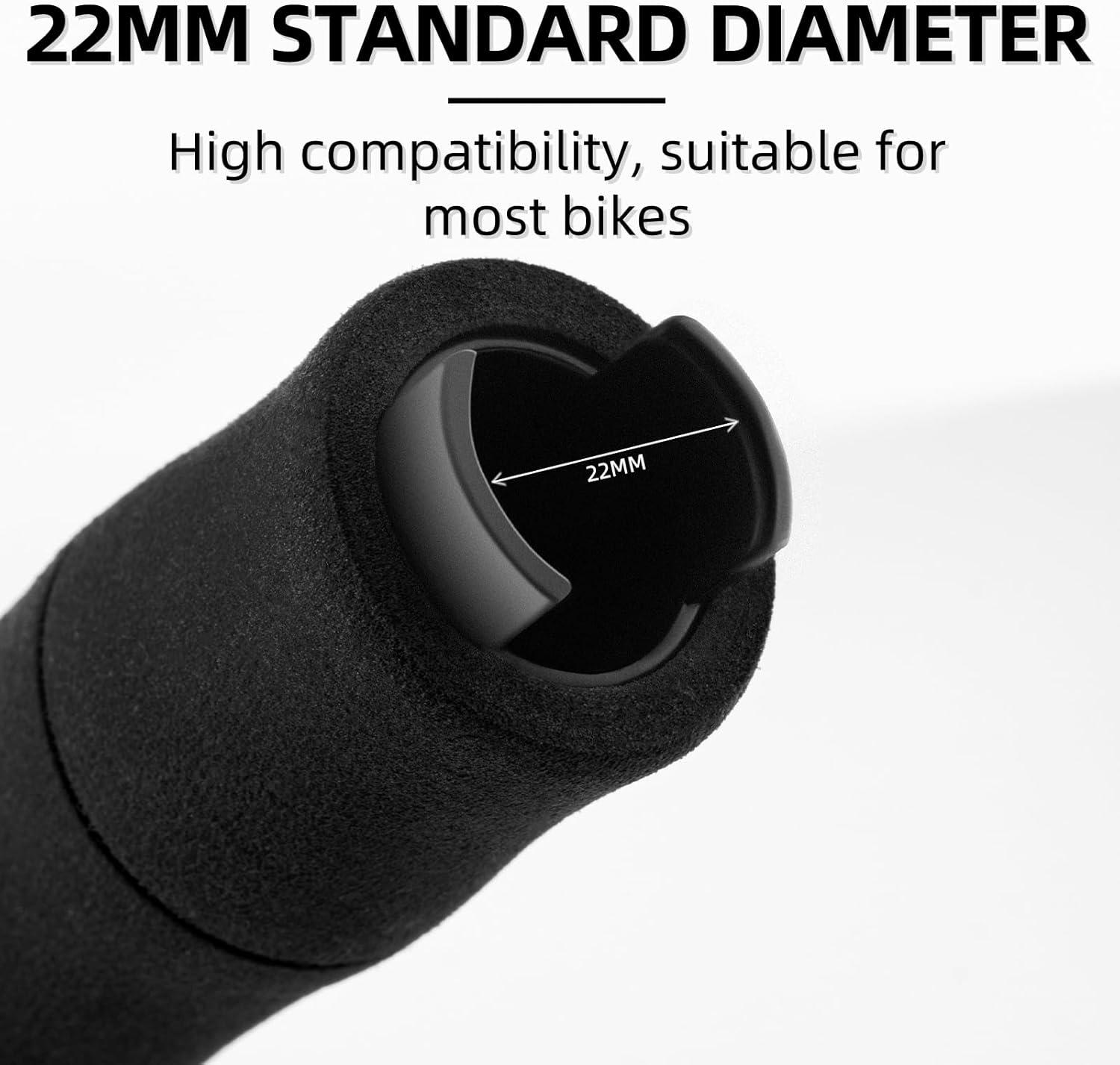 imageROCKBROS Mountain Bike Handlebar Grips Shock Absorption Comfortable Foam Soft NonSlip Double Locked on Bicycle Grips for BMX MTB Scooter EBikeblack
