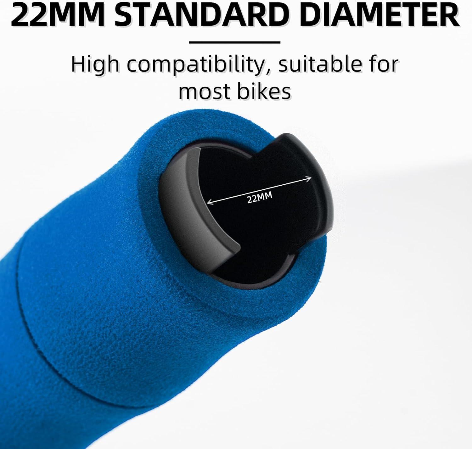 imageROCKBROS Mountain Bike Handlebar Grips Shock Absorption Comfortable Foam Soft NonSlip Double Locked on Bicycle Grips for BMX MTB Scooter EBikeblue
