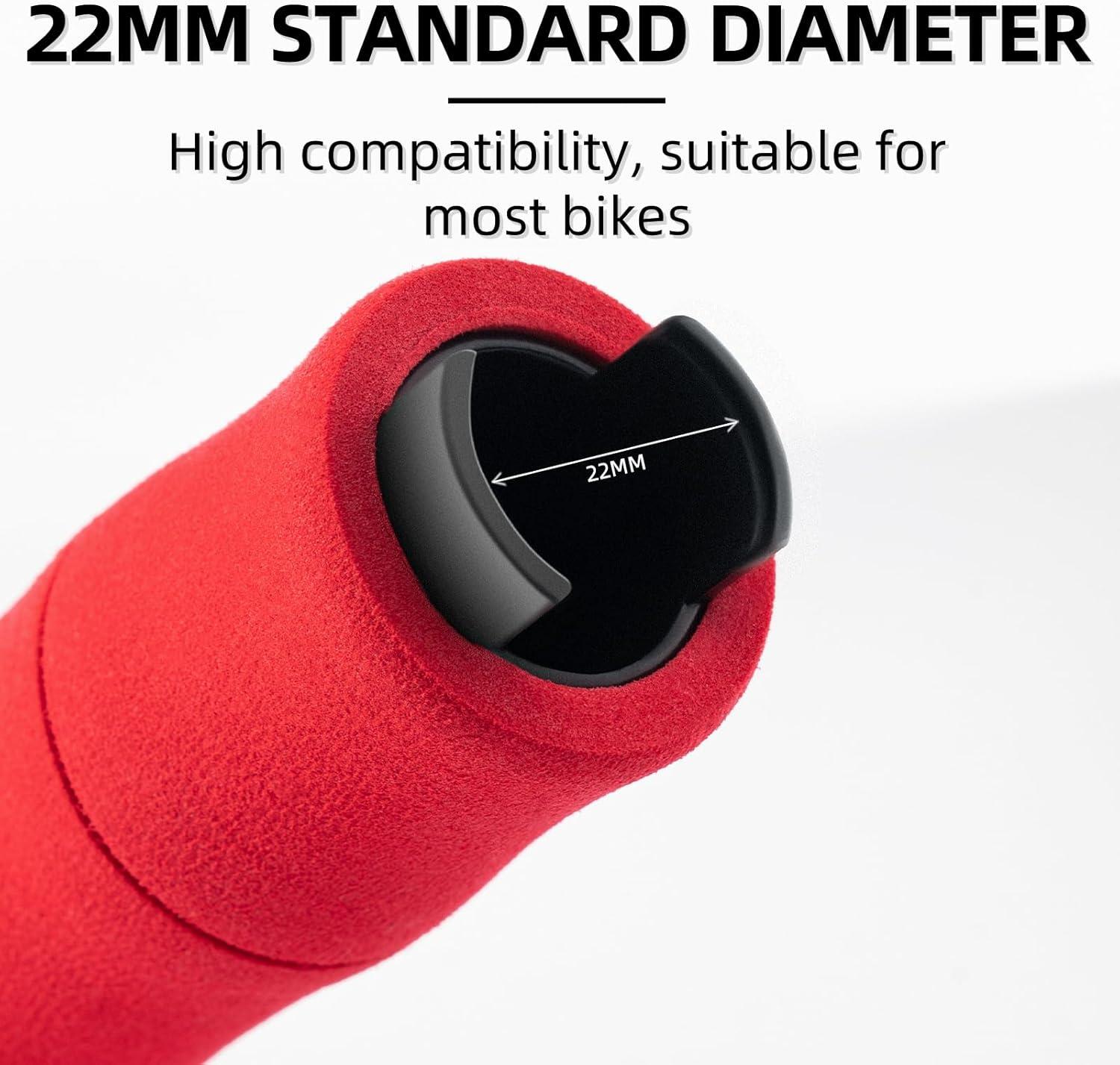 imageROCKBROS Mountain Bike Handlebar Grips Shock Absorption Comfortable Foam Soft NonSlip Double Locked on Bicycle Grips for BMX MTB Scooter EBikered