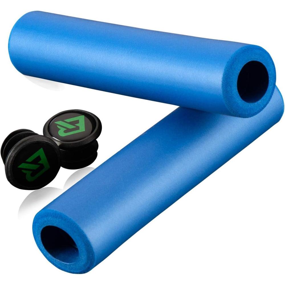 imageROCK BROS Bike Handle Grips Foam Comfortable Shock Absorption Bike Handlebar Grips Suit for BMX Mountain MTB Beach Cruiser Scooterblue
