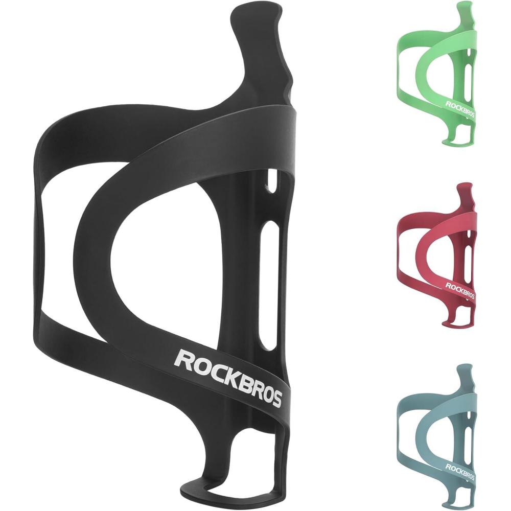 imageROCKBROS Bike Water Bottle Cage Holder Lightweight Alloy Aluminum Bicycle Water Bottle Holder Cages Secure Hold Brackets for MTB RoadGravel BikeBlcakBlack