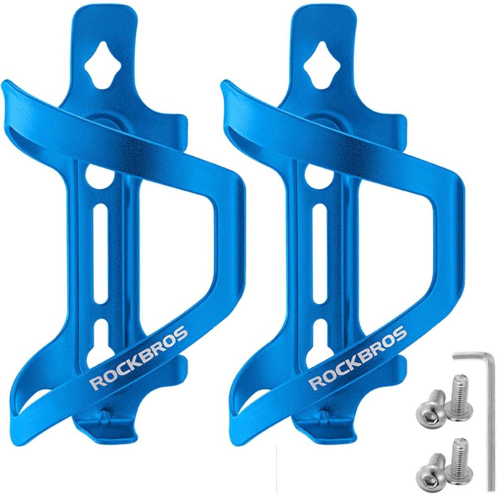 imageROCKBROS Bike Water Bottle Holder Alloy Aluminum Bicycle Water Bottle Cage Brackets Bike Cup Holder for Road Mountain Bikes BlackBlue2