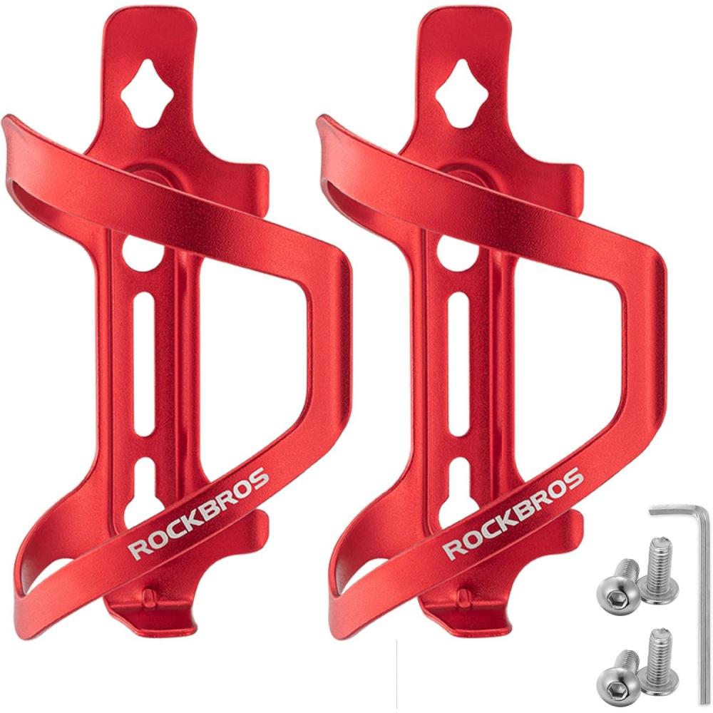 imageROCKBROS Bike Water Bottle Holder Alloy Aluminum Bicycle Water Bottle Cage Brackets Bike Cup Holder for Road Mountain Bikes BlackRed2
