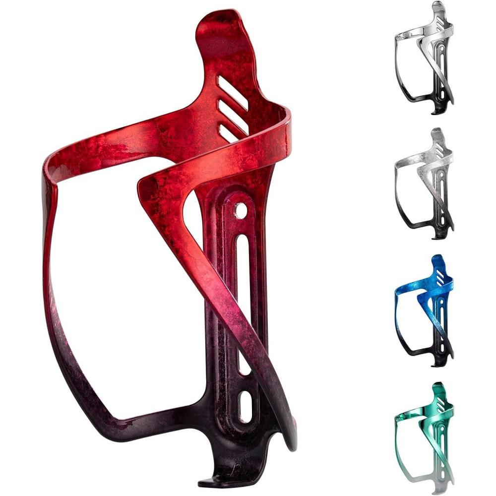 imageROCKBROS Bike Water Bottle Holder Aluminum Alloy Bike Bottle Cage Lightweight Bike Cup Holder for Road Mountain BikesTextured redblack