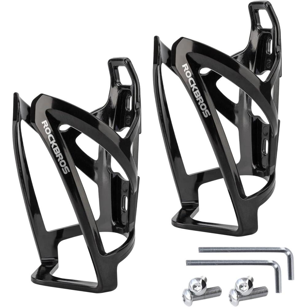imageROCKBROS Bike Water Bottle Holder UltraLight Bicycle Bottle Cages with Screws Tool Universal Bike Cup Holder Rack for Road MTB BikesBlackBlack
