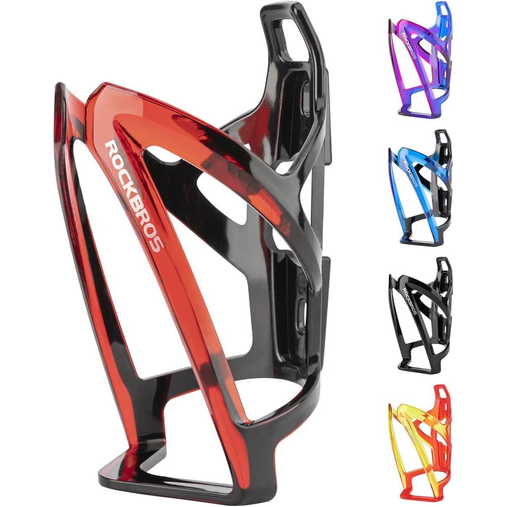 imageROCKBROS Bike Water Bottle Holder UltraLight Bicycle Bottle Cages with Screws Tool Universal Bike Cup Holder Rack for Road MTB BikesRedBlack