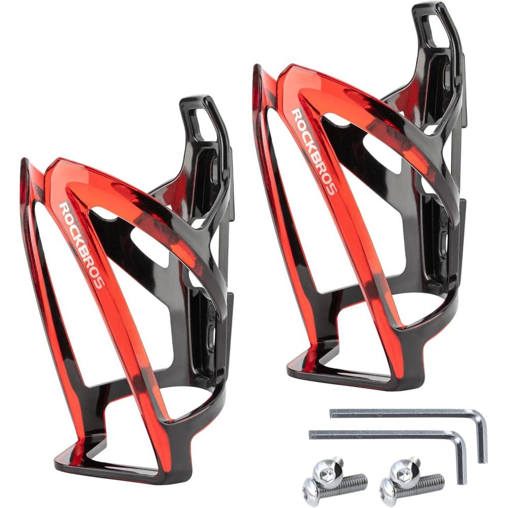 imageROCKBROS Bike Water Bottle Holder UltraLight Bicycle Bottle Cages with Screws Tool Universal Bike Cup Holder Rack for Road MTB Bikesblackredblackred