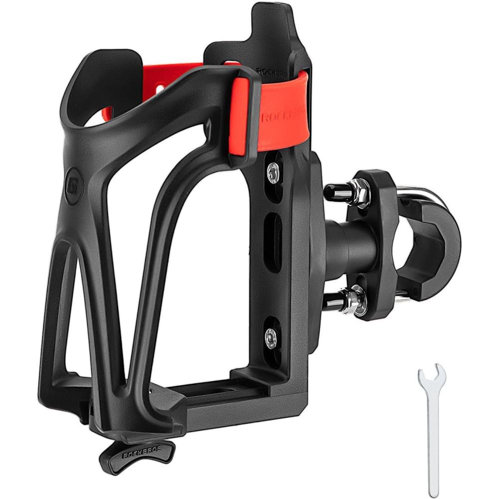 imageROCKBROS Motorcycle Water Bottle Holder Bike Cup Holder Bottle Size Adjustable for Handlebar amp Frame for 23374 Diameter BottlesMotorcycle Redmotorcyclered