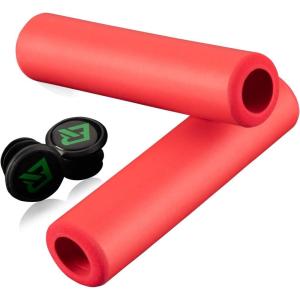 ROCK BROS Bike Handle Grips Foam Comfortable Shock Absorption Bike Handlebar Grips Suit for BMX, Mountain, MTB, Beach Cruiser, Scooter(red)