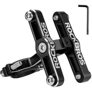 ROCKBROS Bike Bottle Cage Adapter Bicycle Seatpost Handlebar Water Bottle Mount Holder Adjustable Aluminum Bottle Cage for MTB Road Bike Beach Cruiser Black, 2 pieces(Single-bracket Adapter)