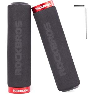 ROCKBROS Bike Grips Foam Single Lock on Bicycle Handle Bar Soft Non-Slip Bike Handle Grips Replacement for BMX Mountain MTB Beach Cruiser Scooter Folding Bike Hand Grip Comfortable Ergonomic(BlackRed)