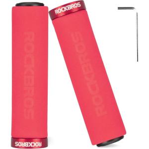 ROCKBROS Bike Grips Foam Single Lock on Bicycle Handle Bar Soft Non-Slip Bike Handle Grips Replacement for BMX Mountain MTB Beach Cruiser Scooter Folding Bike Hand Grip Comfortable Ergonomic(RedRed)