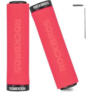 ROCKBROS Bike Grips Foam Single Lock on Bicycle Handle Bar Soft Non-Slip Bike Handle Grips Replacement for BMX Mountain MTB Beach Cruiser Scooter Folding Bike Hand Grip Comfortable Ergonomic(RedBlack)