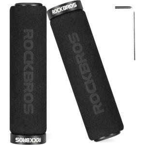 ROCKBROS Bike Grips Foam Single Lock on Bicycle Handle Bar Soft Non-Slip Bike Handle Grips Replacement for BMX Mountain MTB Beach Cruiser Scooter Folding Bike Hand Grip Comfortable Ergonomic(BlackBlack)