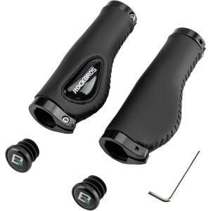 ROCKBROS Bike Handle Grips Ergonomics Design Soft Gel Dual Lock on Bicycle Handlebar Grips for Mountain MTB MBX Bike Electric Scooter(black)