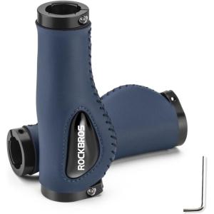 ROCKBROS Bike Handle Grips Ergonomics Design Soft Gel Dual Lock on Bicycle Handlebar Grips for Mountain MTB MBX Bike Electric Scooter(blue)